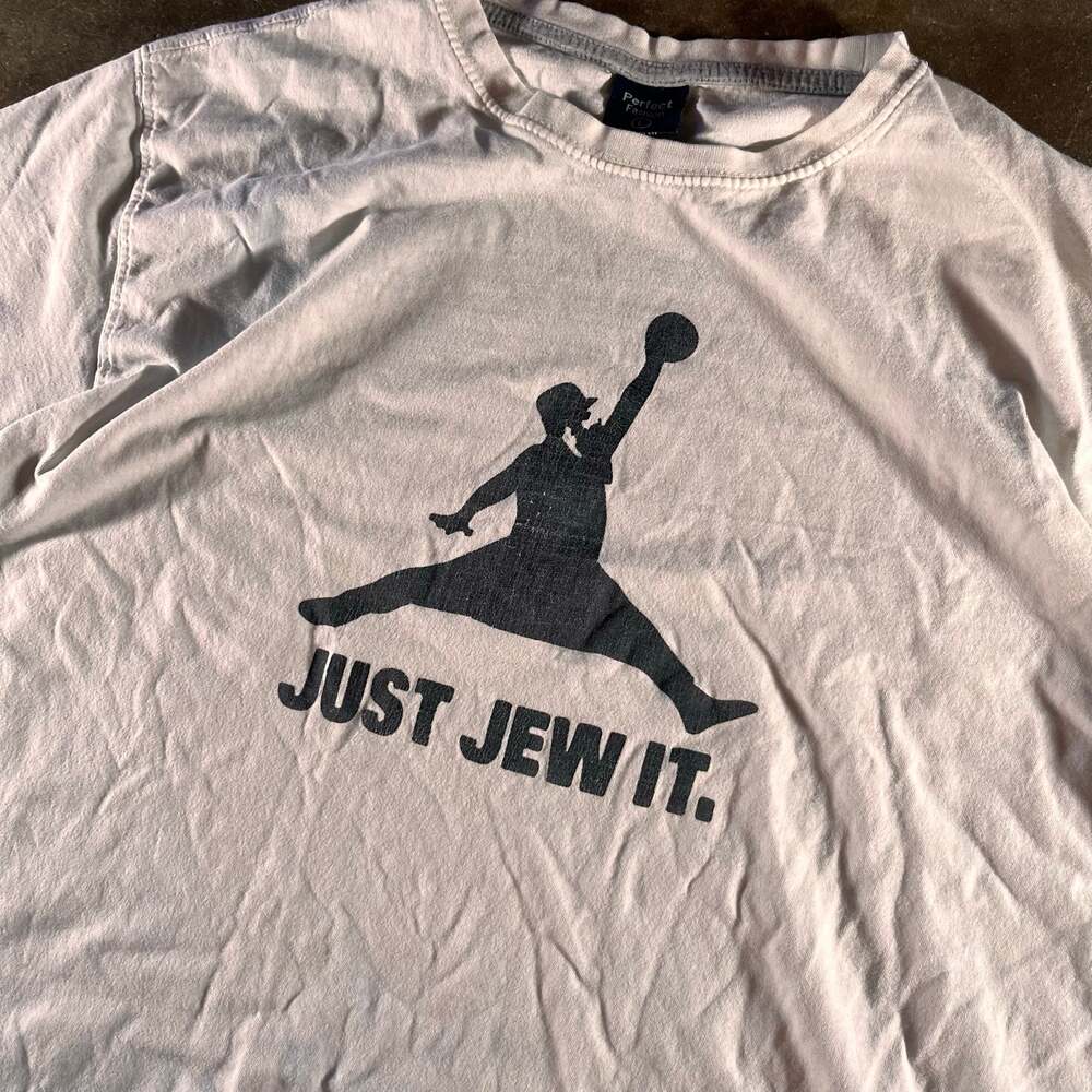 Y2k "Just Jew IT." nike parody funny novelty graphic t-shirt mens size large
